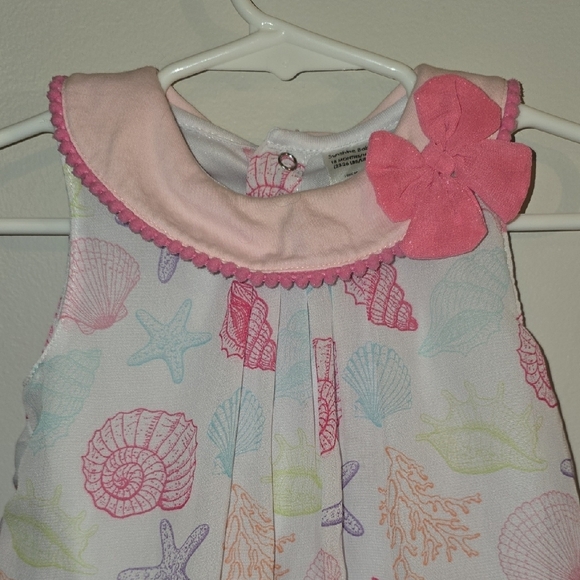 Pink and Multicolor Seashell Print Baby One Piece Summer Romper Size 18 Mo LOT D - Picture 5 of 6
